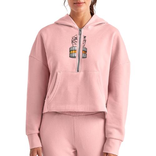 World time clock Berlin - Women's Half Zip Cropped Hoodie