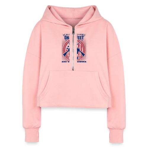 Die on My Feet for Light Background - Women's Half Zip Cropped Hoodie