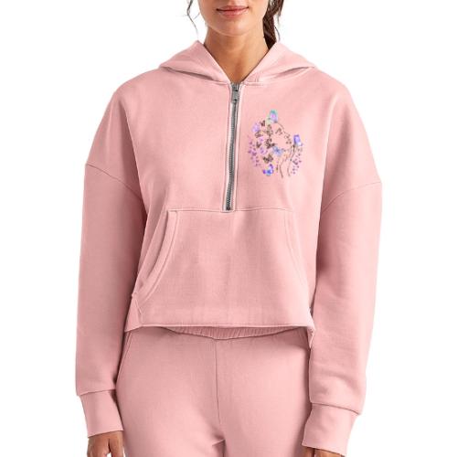 Dreamy Butterfly Goddess - Fairytale Design - Women's Half Zip Cropped Hoodie