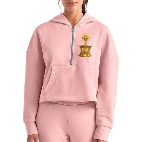 Wisdom is Heaven - Women's Half Zip Cropped Hoodie