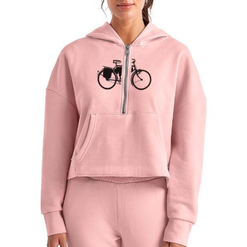 swiss_army_bike_bw - Women's Half Zip Cropped Hoodie