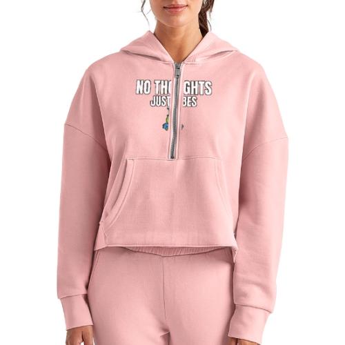 No Thoughts Just Vibes Funny Frog Shirt - Women's Half Zip Cropped Hoodie