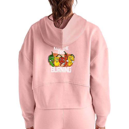 keep the fire burning - Women's Half Zip Cropped Hoodie