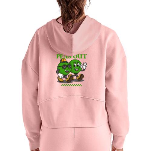 PEAS OUT! - Women's Half Zip Cropped Hoodie