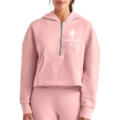 Wisdom is Heaven - Women's Half Zip Cropped Hoodie