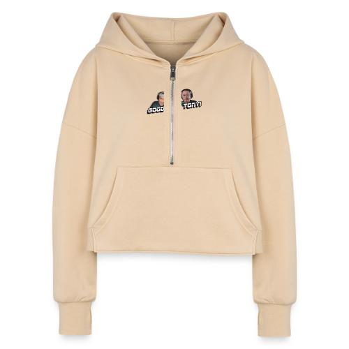 GOOD ONE, TONY! (with Fusco Show back) - Women's Half Zip Cropped Hoodie
