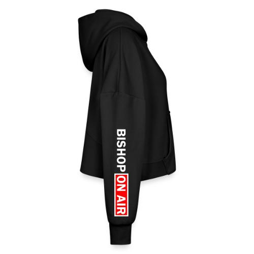 VERTICLE LOGO - Women's Half Zip Cropped Hoodie