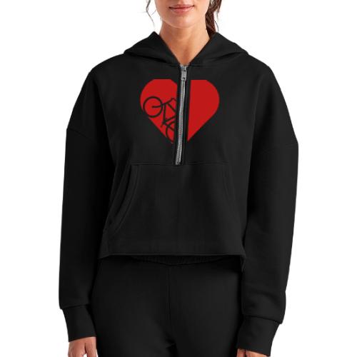 Bike in heart - Women's Half Zip Cropped Hoodie