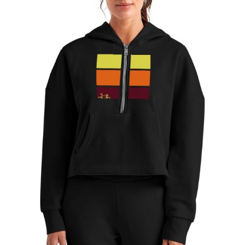 tricolor with bicycle - Women's Half Zip Cropped Hoodie