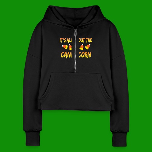 All About the Candy Corn - Women's Half Zip Cropped Hoodie