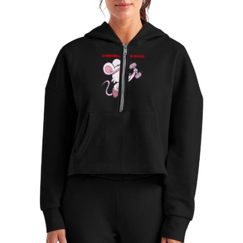 Cheese Lifter 3000 | Funny Gym Rat Mouse tshirt - Women's Half Zip Cropped Hoodie