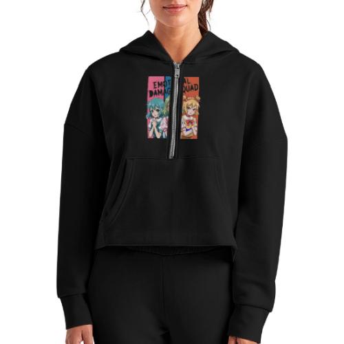 Emotional Damage Squad – Funny Anime Schoolgirl - Women's Half Zip Cropped Hoodie