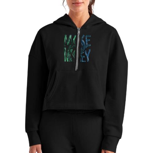 Make Money Neon 3D - Women's Half Zip Cropped Hoodie