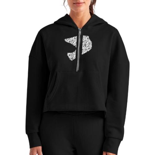 Floral Helmet - Women's Half Zip Cropped Hoodie