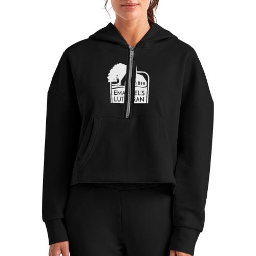 Single Vertical white2 - Women's Half Zip Cropped Hoodie