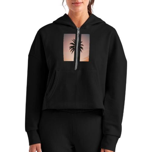 palm peace - Women's Half Zip Cropped Hoodie