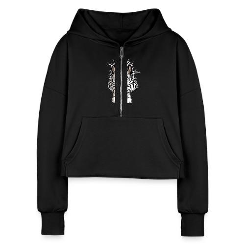 STUCK White Tiger - Women's Half Zip Cropped Hoodie