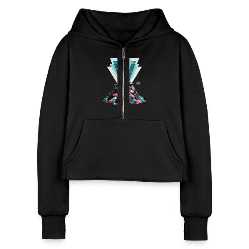 Remote Control Emperor T Shirt - Women's Half Zip Cropped Hoodie