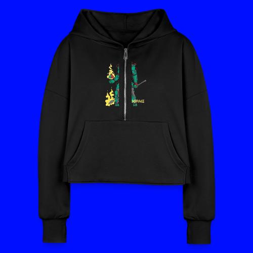 Afronaut - Women's Half Zip Cropped Hoodie