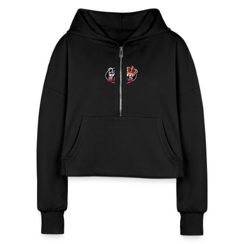 Passport Kings logo for dark shirts - Women's Half Zip Cropped Hoodie