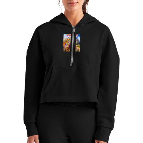 SPELLFURY CASTLE - Women's Half Zip Cropped Hoodie