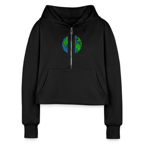 Global PEACE Sphere - Women's Half Zip Cropped Hoodie