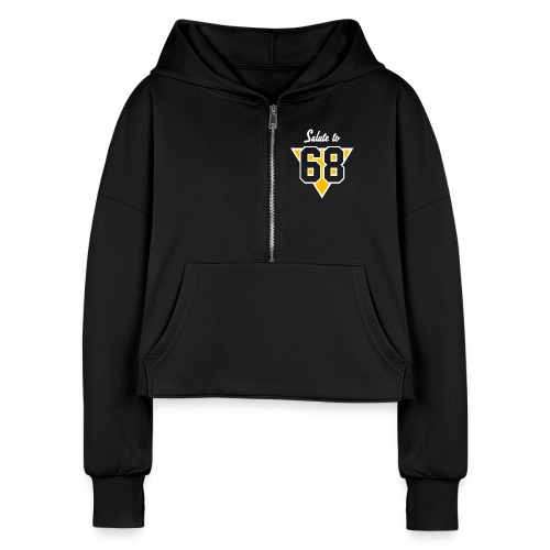Salute to 68 (2-sided) (LB) - Women's Half Zip Cropped Hoodie