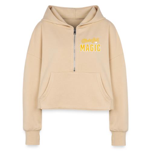 Black & Gold Magic - Women's Half Zip Cropped Hoodie