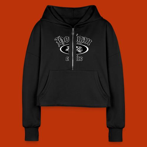 Hooligan Empire Lion Black - Women's Half Zip Cropped Hoodie