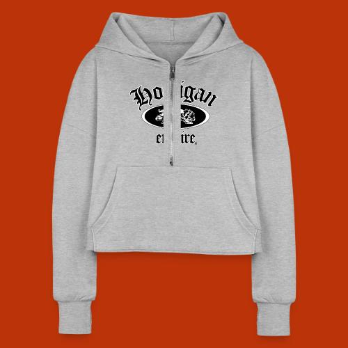 Hooligan Empire Lion Black - Women's Half Zip Cropped Hoodie