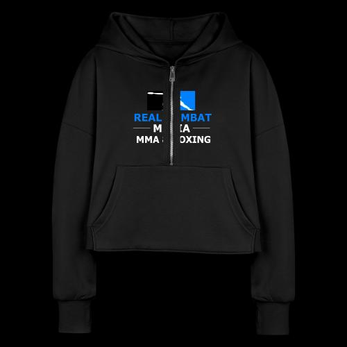 RCM MMA & BOXING Light Blue White Text - Women's Half Zip Cropped Hoodie