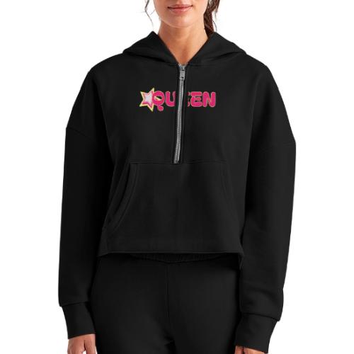 queen high resolution logo transparent 1 - Women's Half Zip Cropped Hoodie