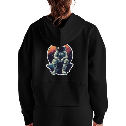Astronaut in the Void - Women's Half Zip Cropped Hoodie