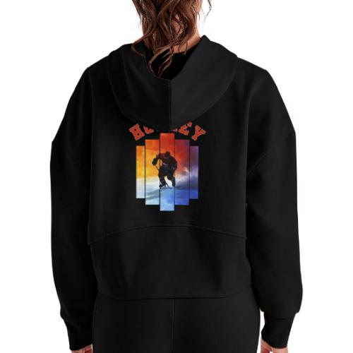 Hockey Rush - Women's Half Zip Cropped Hoodie
