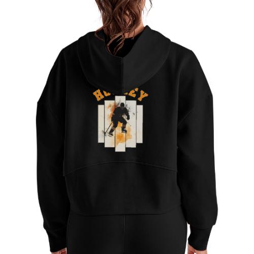 Hockey Grind - Women's Half Zip Cropped Hoodie