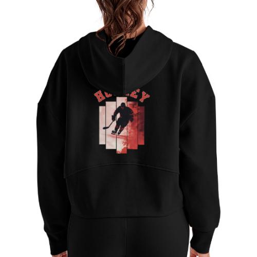 Hockey Spirit - Women's Half Zip Cropped Hoodie