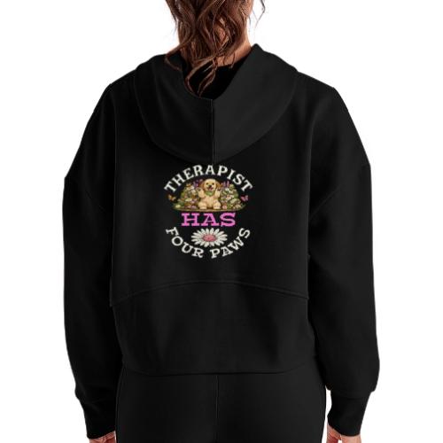 My Therapist Has Four Paws - Women's Half Zip Cropped Hoodie