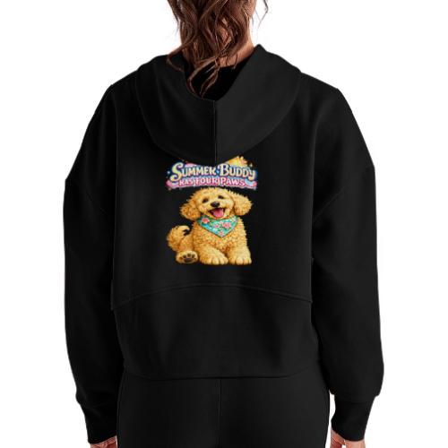 My Summer Buddy Has Four Paws - Women's Half Zip Cropped Hoodie