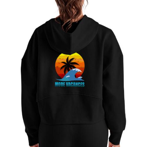 Vacation Mode: Tropical Escape - Women's Half Zip Cropped Hoodie
