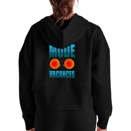 Vacation Mode Enabled - Women's Half Zip Cropped Hoodie