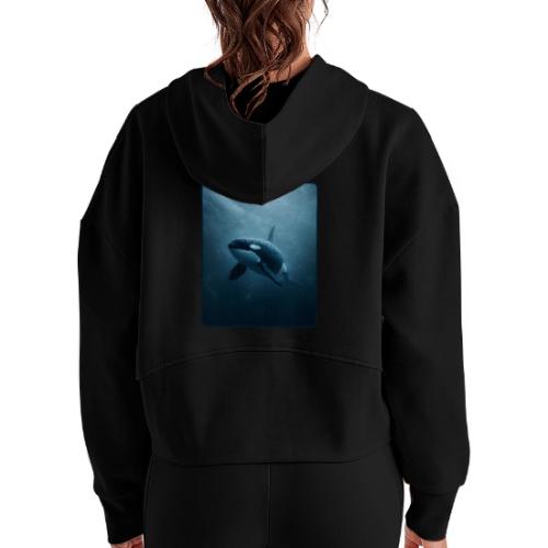 Orca Ocean Wildlife Design - Women's Half Zip Cropped Hoodie