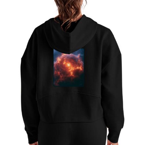 Exploding Supernova Space Art - Women's Half Zip Cropped Hoodie