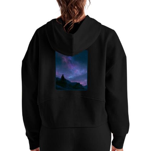 Stargazer Nebula Night Sky Art - Women's Half Zip Cropped Hoodie