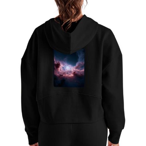 Radiant Cosmic Nebula Artwork - Women's Half Zip Cropped Hoodie