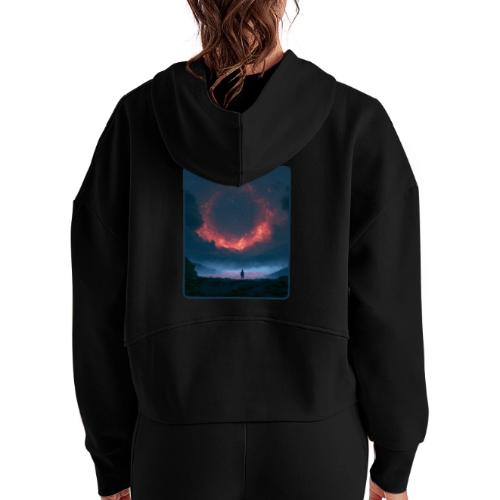 Supernova Reflection Space Scene - Women's Half Zip Cropped Hoodie