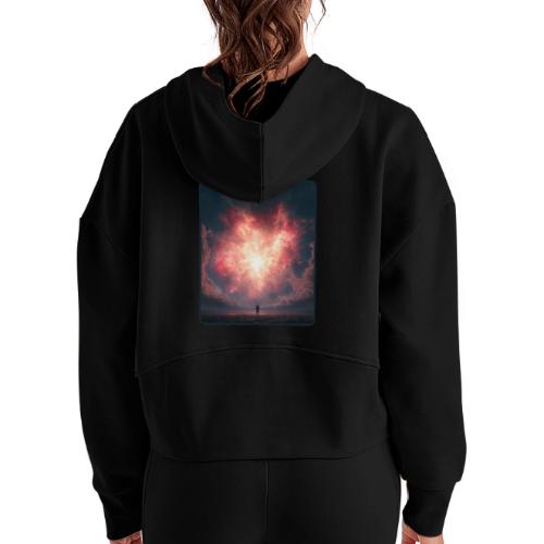 Supernova Sky Sci-Fi Artwork - Women's Half Zip Cropped Hoodie