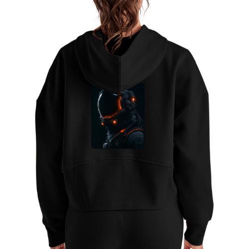 Futuristic Astronaut Helmet - Women's Half Zip Cropped Hoodie