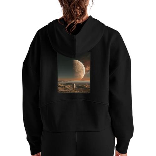 Astronaut on an Alien Moon - Women's Half Zip Cropped Hoodie