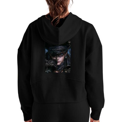 Dark Anime Pirate Warrior - Women's Half Zip Cropped Hoodie