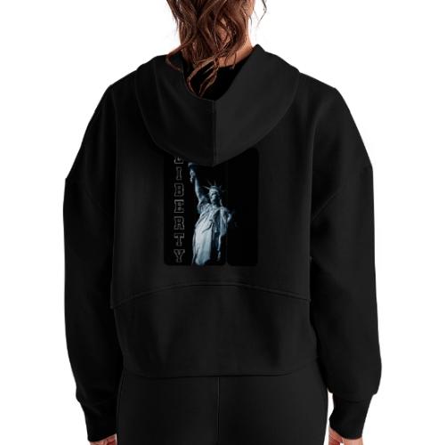 USA: Vertical Liberty - Women's Half Zip Cropped Hoodie